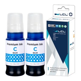 LCL GI-21 Cyan Ink Bottles Replacement for Canon 21 GI-21 GI21 Ink Refill Bottles Compatible with Canon PIXMA G3260 G2260 G1220 G3270 G2270 G1230 Printer (2-Pack)