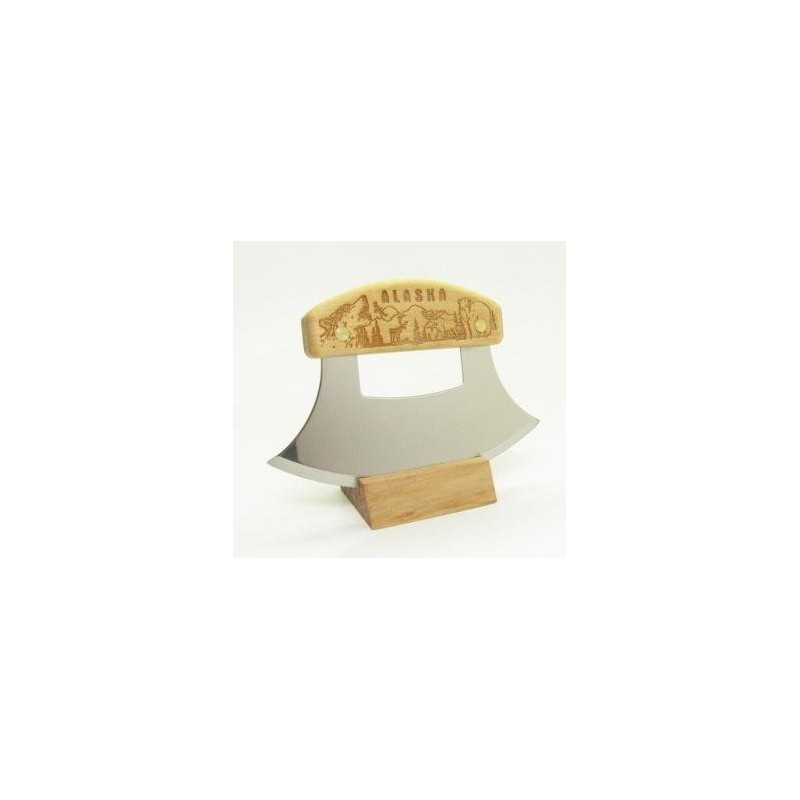 Inupiat Birch Alaska Cutlery Ulu Knife Animal Collage Wildlife