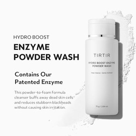 TIRTIR – Hydro Boost Enzyme Powder Wash 75 g – limpiador facial en polvo; limpieza profunda, exfoliación suave con enzimas, arroz y probióticos; para 
