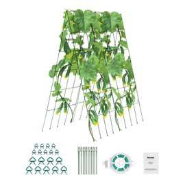 VEVOR Cucumber Trellis for Climbing Plants,39" H x 32" W Foldable Cucumber Trellis Set with Twist Ties, Metal Garden Trellis for Raised Bed, Outdoor Plant Grow Support for Tomato, Vegetable(2 Pack)