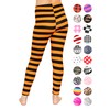 Gir'ls Oh So Soft Leggings Black and Orange Stripes Medium