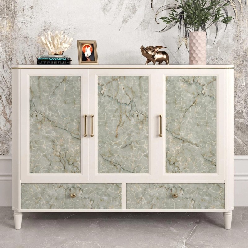 LIKILIKI Green Marble Contact Paper for Countertops Waterproof Granite Peel
