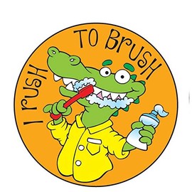 Dental Office Kids Stickers in Bulk (400 Stickers) - I Rush to Brush! Sticker Rolls