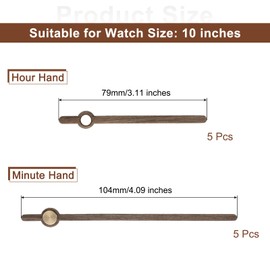Sourcing Map 5 Set Walnut Wood Clock Hands, 10 Inch Wall Clock, 4.09 Inches