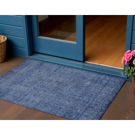 HomeRoots 3' X 5' Navy Blue and Blue Southwestern Washable Indoor Outdoor Area Rug