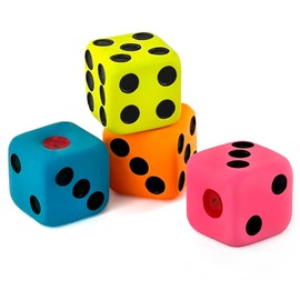 CHIWAVA 4 Pack 1.7" Squeaky Latex Dog Toys Dice Puppy Fetch Interactive Play for Small Dogs