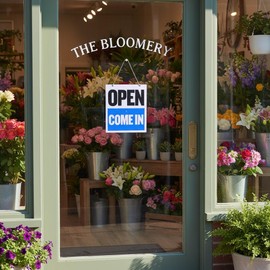 DOITOOL Welcome Door Plate Double-Sided Pvc Hanging Board with Clock Open will Return Business Sign for Store Mall Shop Home Office 8.66X7.48 Inches