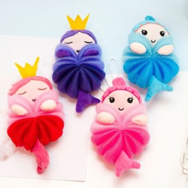 MURRI&MURRDI 3 Pcs Bath Loofah for Kids, Lovely Animal Body Scrubber Kids Toddler Body Loofah Cute Cartoon Bath Sponge for Kids Bath Pouf Mesh Loofah Sponge for Children Shower 55g (3 Cartoon A)