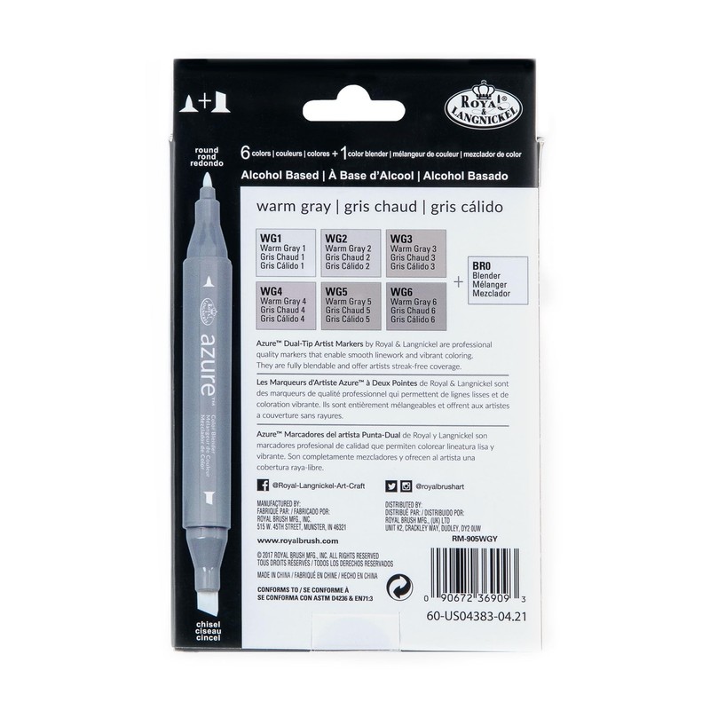 Royal and Langnickel Azure Marker Set 7/Package - Warm Gary