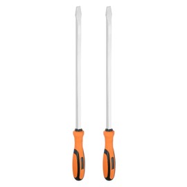 HARFINGTON 2pcs Slotted Screwdriver SL13 22" Extra Long 15" Square Shank CR-V Flat Head Screwdrivers with Striking Cap for Industry and Automobile Repair