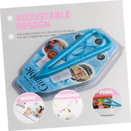 DOITOOL 2pcs Foldable Textbook Holder Book Support Clamp Book Stand Clip Book Stand for Desk Textbook Stand Adjustable Reading Bracket Book Holder for Reading Book Rest Rack Plastic Blue