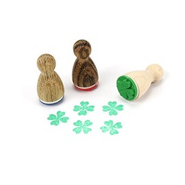 Stemplino® Mini Stamp with Clover Leaf Motif, 12 mm Diameter, Wooden Stamp, Children's Bullet Journal Stamp with Clover Leaf Motif
