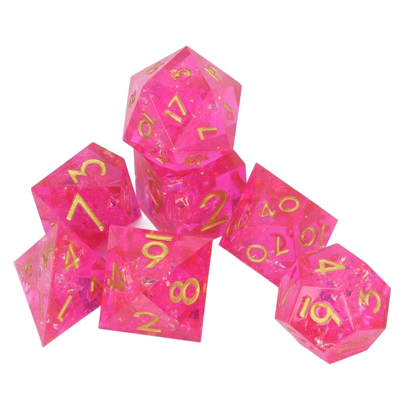 7PCS Polyhedral Dice Clear Numbers Pointed Edges Resin Dice Set