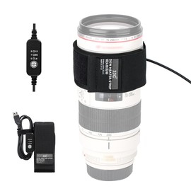 JJC Lens Heater Anti-Condensation Night Dew Removal 3-Stage Adjustment USB Powered Warmer with Temperature Controller, Suitable for Lenses with an Outer Diameter of 80mm-110mm, Velcro Lens Warmer for