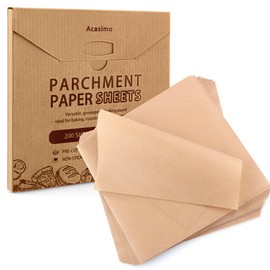200PCS Parchment Paper Sheets, 10x10in, Squares Baking Paper for Baking, Air Fryer, Steaming, Grilling, Roasting, Wrapping, Precut Non-Stick Square Pan Liners, Oven Paper for Bread (Brown, 10x10 in)