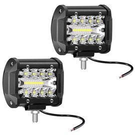 OfleGold 4 Inch 60W LED Light Pods 12V Triple Row Driving Fog Lamp Spot Flood Combo LED Work Light Pods for Truck Off Road Jeep SUV ATV UTV Pickup Golf Cart Boat, White Beam 2PCS