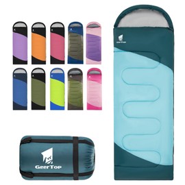 GEERTOP Backpacking Sleeping Bag for Camping, Lightweight Sleeping Bags for Adults Kids Summer Warm Cold Weather Hiking Travel (Mint Blue)