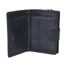 Gianni Conti Made in Italy Superior Fine Leather Small Tan Womens Purse Wallet RFID Protection 918013 (Black)