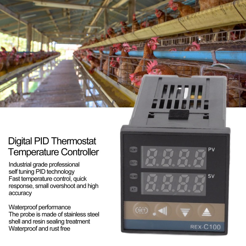 Digital PID Thermostat Temperature Controller Long 100V‑240V and 3.3ft M6