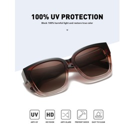 MEETSUN Fit Over Glasses Sunglasses for Women Men Large Trendy Polarized Sunglasses for Driving UV Protection Brown Gradient