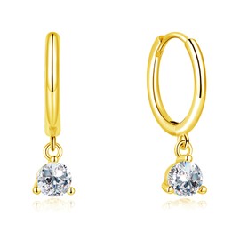 Cangall Silver Hoop Earrings for Women Girls, Gold Drop Hoop Earrings with Zircon Dangling, Hypoallergenic Earrings Gold, Fashion Minimalist Elegant Cute Cartilage Silver Sleeper Dangle Earrings