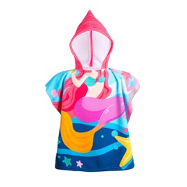 BESTIF Bath Poncho Children's Bath Towel Poncho with Hood Terry Cloth 100% Microfibre Soft Infant (Mermaid)