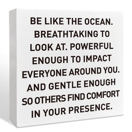 Farmhouse Beach Wooden Box Sign, Be Like The Ocean, Summer Beach Decor for Home Bedroom Bathroom, Inspirational Beach House Ocean Nautical Decoration, Beach House Gifts for Women Men New House