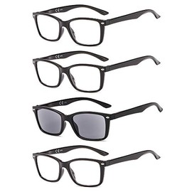 Suertree Lesebrille 4 stueck Federn-Scharnier Sehhilfe Sonne Lesebrille Brille Lesehilfe f√ºr Damen Herren BM151TY 1.5x