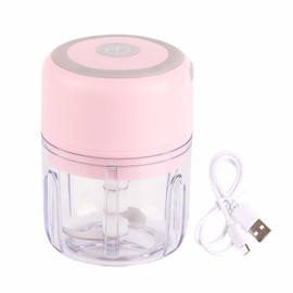 Mini Garlic Chopper Stainless Steel Blade Food Grade Strong Power USB Charge Electric Garlic Masher 250ML (3.4x2x2.8in) Pink