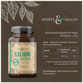 Potassium High Dose - Potassium Capsules - 180 Capsules - Vegan - Free from Additives - 616.5 mg Potassium Citrate per Daily Dose - Potassium Citrate