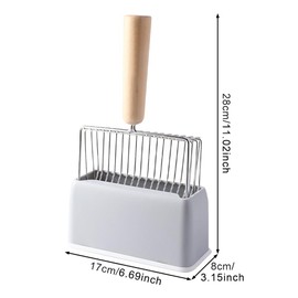 POHOVE Cat Litter Scoop with Holder,Fast Sifting Kitty Litter Scooper,Stainless Steel Non-Stick Cat Scooper for Litter Bo-x,Heavy Duty and Easy Clean. ﻿