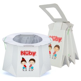 Nuby Disposable Travel Potty with Liner - Foldable and Portable Potty; Toddler Potty Essential for Camp, Trips, & Car Rides - Travel Potty for Toddler, 1 Pack