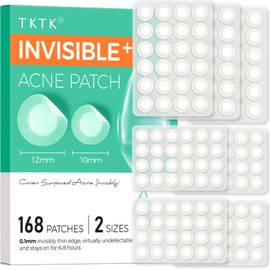 TKTK Pimple Patches for Face, 0.01cm Ultra-Thin Invisible Acne Patches, Hydrocolloid Patches for Breakouts, Absorbs Zits & Blemish, Suitable Under Makeup, 2 Sizes(10mm/12mm) (2 Sizes 168 Count)