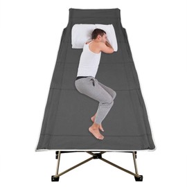 Goudergo Portable Camping Cot for Adults,CT-F1071 Folding Camping Bed with Storage Bag,Travel Tent Cots for Camping Trips and Car Driving，Size:75 * 28in,UP to 600 Lb (Gray)