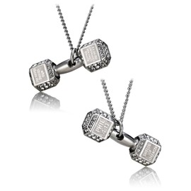 Shields of Strength Women's Crystal Dumbbell Necklace - Phil 4:14