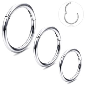 ESHIONER G23 Titanium Nose Piercing Ring Nose Ring Piercing Ear Gold Silver Septum Piercing Helix Ring Nostril Tragus Conch Clicker Lip Piercing 18G 16G 6 mm / 8 mm / 10 mm Hypoallergenic Nose Rings