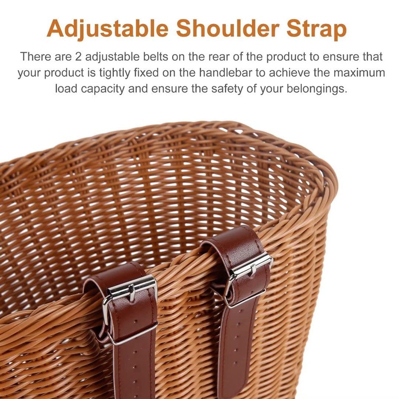 Bicycle Basket, Front Handlebar Bike Basket, Rattan Storage Basket Waterproof,