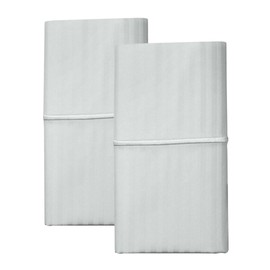 Feather & Stitch Pillow Covers Set of 2, Envelope Closure King Size Pillowcases, Soft Luxury 500TC Damask Stripe Sateen Weave Pillow Case, 20x40 Inches - Blue Blush