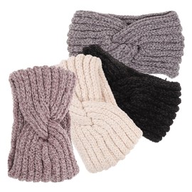 COLLBATH 4pcs Handmade Knitted Wool Headband Wide Fur Headband for Women Warm Ear Protection Hair Band Fashionable Activewear