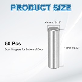 PATIKIL Metal Dowel Pins 4x16 Mm, 50 Pcs 304 Stainless Steel Shelf Support Peg Fasten Elements for Bookshelf Shelves Cabinet Closet Fixing Component Position, Silver