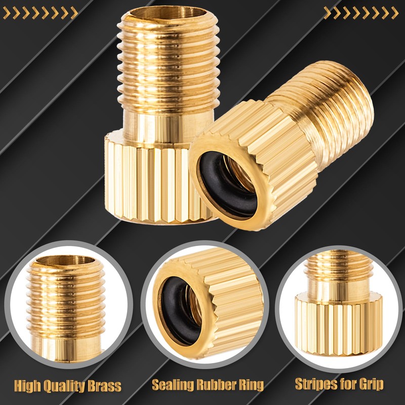 MEAJOO 4PCS Brass Presta Valve Adapter, Convert Presta to Schrader