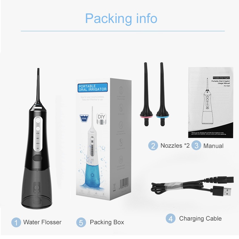 Portable Dental Oral Irrigator 300ML Water Tank Rechargeable Automatic Teeth