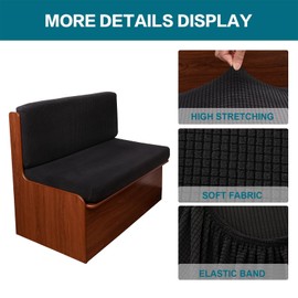 KRFOONN RV Dinette Cushion Covers Stretch Camper Cushions Cover Replacement Couch Cushion Slipcovers Washable Loveseat Slipcovers for Travel Trailer Couch (2 Backrest Cover & 2 Bench Cover, Black)