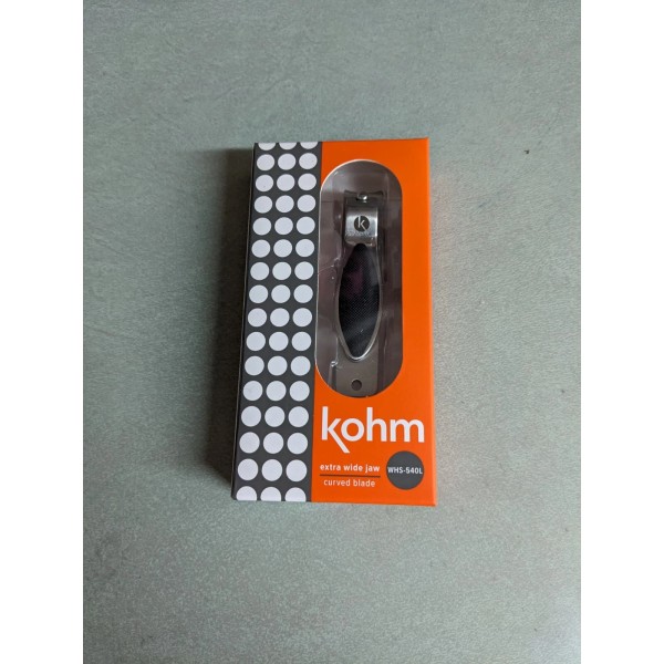 Kohm WHS-540L Extra Wide Jaw Nail Clippers, Curved Blade, Rubber