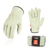 Vgo... 2Pairs Ulined Safety Pigskin Leather Work Gloves Men,Rigger Gloves,Builder