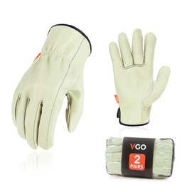 Vgo... 2Pairs Ulined Safety Pigskin Leather Work Gloves Men,Rigger Gloves,Builder Gloves(Cyan,PA9501, S)