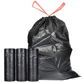 Ultra Strong 15 Gallon Drawstring Trash Bags (102 Count) Large Heavy Duty Thicken Plastic Tall Kitchen Garbage Bags Black for Kitchen Office Lawn Yard