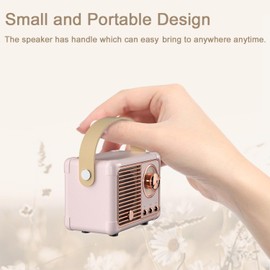 Caulikine Retro Bluetooth Speaker Portable Girls Birthday Presents Wireless Speaker Vintage for Women,Her,Girls,Teenage Girls Gifts, Room Decor Portable Speaker for Travel Indoor&Outdoor (Pink)
