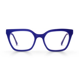 eyebobs - Overlook | Premium Women's Reading Glasses | Cat-Eye Frames for Average Faces, Matte Royal Blue, 3.50