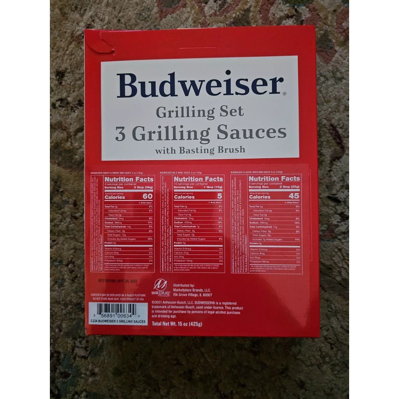 Budweiser FREE SHIPPING Budweiser Grilling Set 3 Sauces & Brush